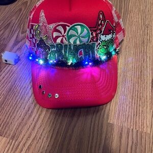 Festive Red Grinch Light-Up Hat